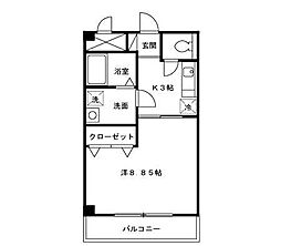 Ａｍｅｎｉｔｙ Ｃｏｕｒｔ 3階1Kの間取り