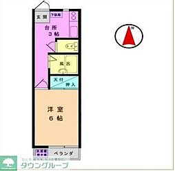 パールハイツ 2階1Kの間取り