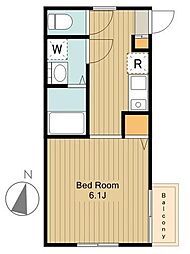 ＣＡＳＡ武蔵台 2階1Kの間取り