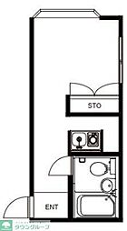 マメケイジュ 2階ワンルームの間取り