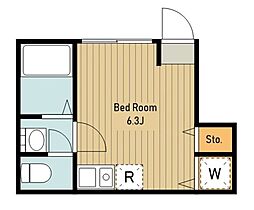 エクセルコート武蔵関 1階ワンルームの間取り
