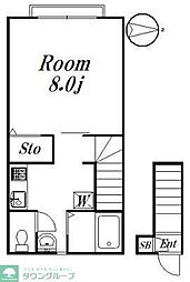 カーサＮＯＢＵ 2階1Kの間取り