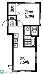 MOA芝久保 1階ワンルームの間取り