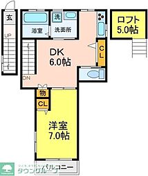 ガーデンハウスＳＫII 2階1DKの間取り