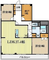 メゾンドール萩 2SLDKの間取図画像