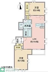 府中市白糸台4丁目マンション 2LDKの間取図画像