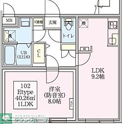 防音マンション スカイラシクラス武蔵関 1LDKの間取図画像