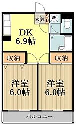 コーポ花水樹 2DKの間取図画像