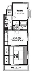 調布ヶ丘レジデンス 2DKの間取図画像