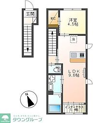 西東京市栄町1丁目アパート 1LDKの間取図画像