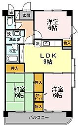 サニーヒルズK 3DKの間取図画像