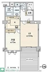 ダイアパレス三鷹かえで通り 1LDKの間取図画像