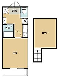 ハナコハウス 1Kの間取図画像