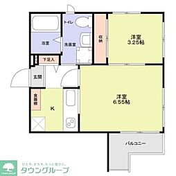ルーブル鷹参番館 2Kの間取図画像