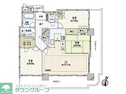 ライオンズステージ府中シティタワー 3LDKの間取図画像