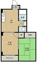 小川レジデンス 2DKの間取図画像