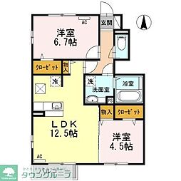 アーブルクロシェットA 2LDKの間取図画像