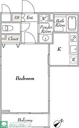 東急田園都市線 用賀駅 徒歩9分の賃貸マンション 5階1Kの間取り