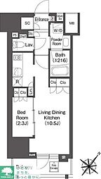 レフィールオーブ代々木 4階1LDKの間取り
