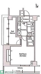 東京メトロ副都心線 北参道駅 徒歩5分の賃貸マンション 7階1Kの間取り
