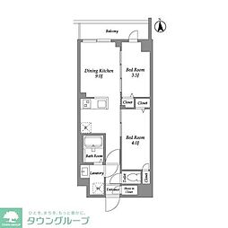 JR山手線 新大久保駅 徒歩5分の賃貸マンション 4階2LDKの間取り
