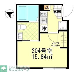 東急大井町線 戸越公園駅 徒歩9分の賃貸アパート 2階1Kの間取り