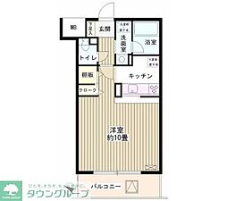 東急田園都市線 用賀駅 徒歩16分の賃貸マンション 3階1Kの間取り