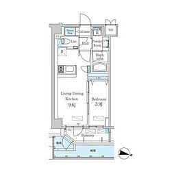 スタイリオ渋谷南平台 1階1LDKの間取り