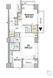 東京メトロ日比谷線 広尾駅 徒歩16分の賃貸マンション 2階1LDKの間取り