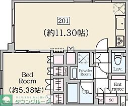 都営大江戸線 西新宿五丁目駅 徒歩9分の賃貸マンション 2階1LDKの間取り