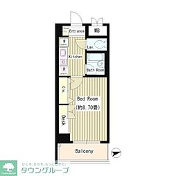 都営浅草線 泉岳寺駅 徒歩1分の賃貸マンション 3階1Kの間取り