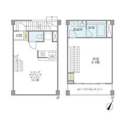 東京臨海高速鉄道りんかい線 大井町駅 徒歩6分の賃貸マンション 2階1LDKの間取り