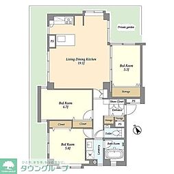 JR山手線 品川駅 徒歩8分の賃貸マンション 1階3LDKの間取り