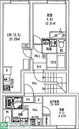 オーブリオン白金 1Kの間取図画像