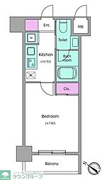 レジディア中目黒2 1Kの間取図画像