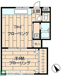 城南アパート 1DKの間取図画像