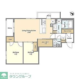 AZURETERRACE目黒祐天寺 2SLDKの間取図画像