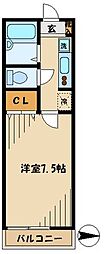 ウイステリア2 1Kの間取図画像