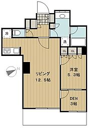 レジディアタワー目黒不動前 1SLDKの間取図画像