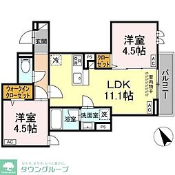 セレスティア桜上水 2LDKの間取図画像