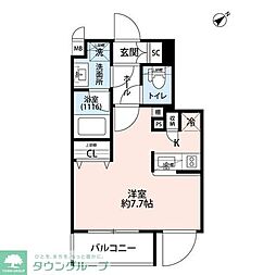 プレール・ドゥーク学芸大学2 ワンルームの間取図画像