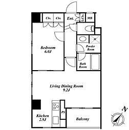 SPACIA三軒茶屋弐番館 1LDKの間取図画像