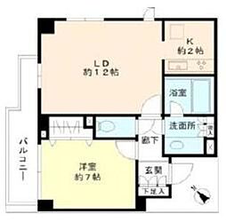 ヒューリック目黒三田 1LDKの間取図画像