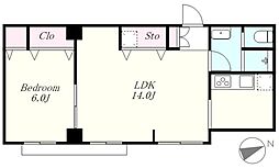 鹿鳴館ハイツ原宿 1LDKの間取図画像