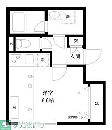 LEGALANDOokayamaAnnex ワンルームの間取図画像