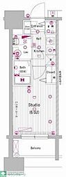 グランド・ガーラ代々木参宮橋 1Kの間取図画像