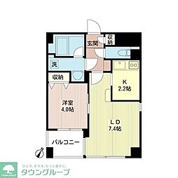 ルボラパン行人坂 1LDKの間取図画像