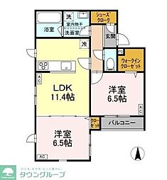 Bloom 桜新町 2LDKの間取図画像