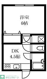 ニューウィング中目黒 1DKの間取図画像