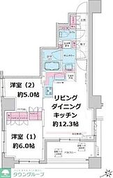 ステラメゾン三軒茶屋 2LDKの間取図画像